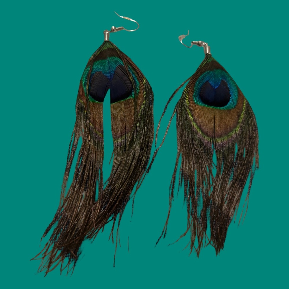 Elegant Peacock Feather Earrings